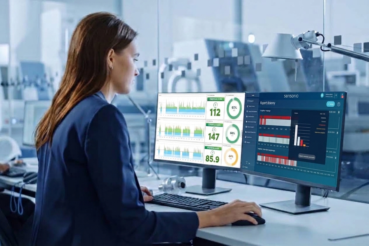 SensorIQ — dashboardy wyświetlane na monitorach produkcyjnych